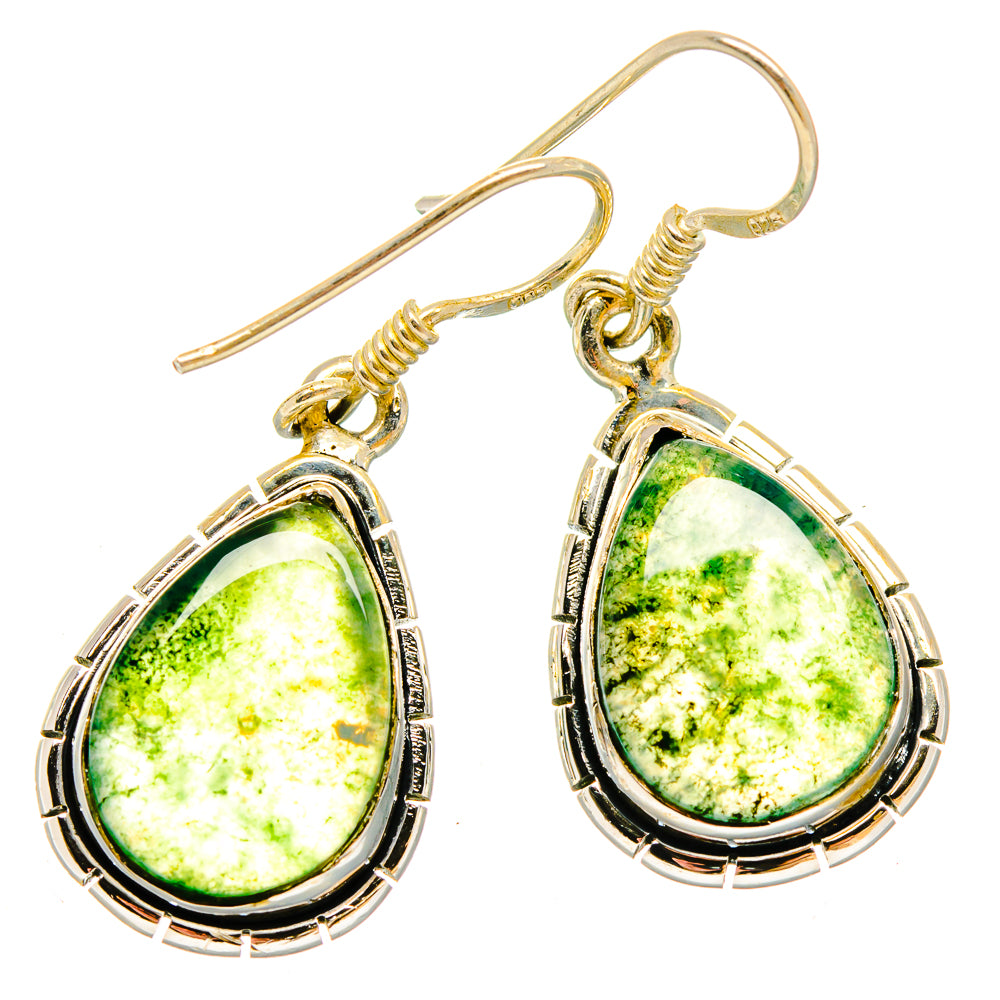 Green Moss Agate Earrings handcrafted by Anasilvercos - EARR422910