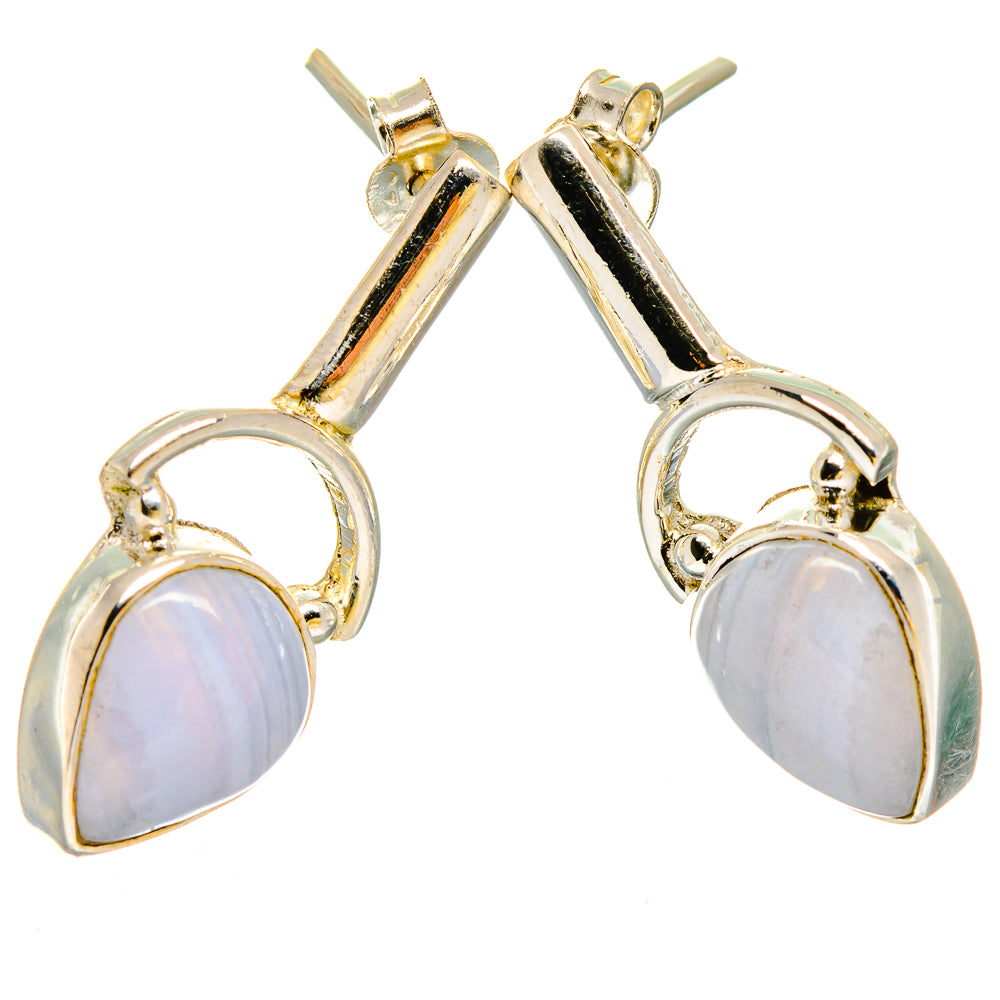 Blue Lace Agate Earrings handcrafted by Anasilvercos - EARR422926
