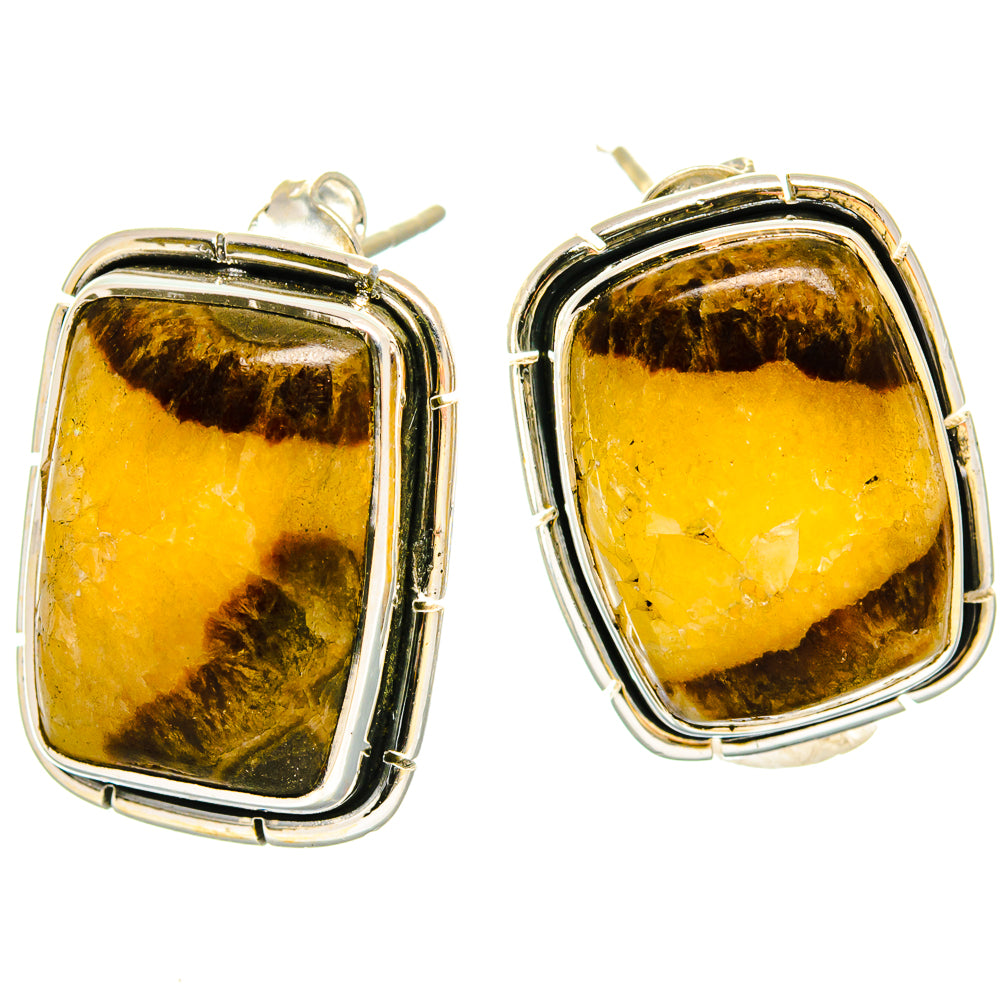Septarian Nodule Earrings handcrafted by Anasilvercos - EARR422928