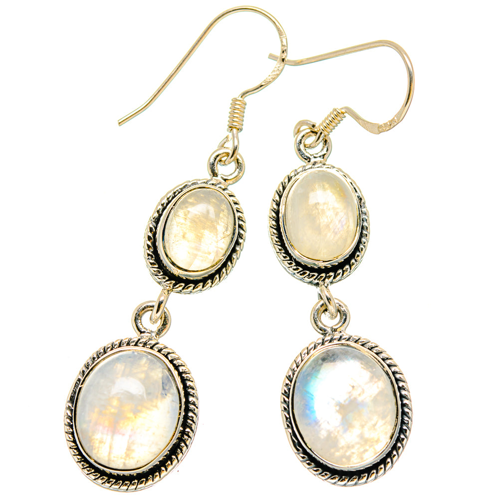 Rainbow Moonstone Earrings handcrafted by Anasilvercos - EARR422964