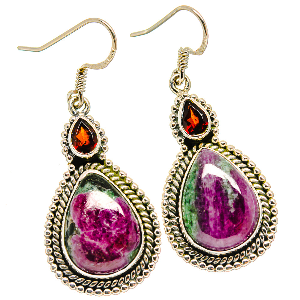 Ruby Zoisite, Garnet Earrings handcrafted by Anasilvercos - EARR422975