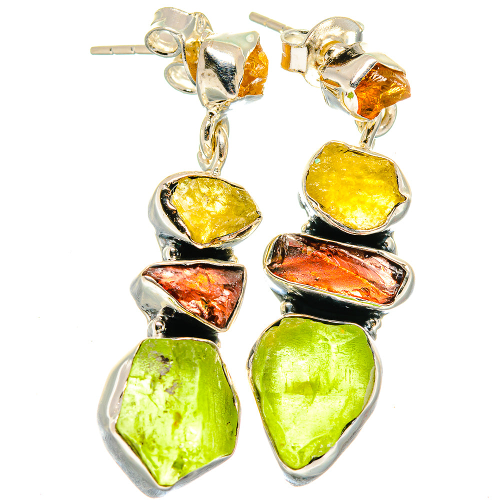 Peridot, Garnet, Citrine Earrings handcrafted by Anasilvercos - EARR422993