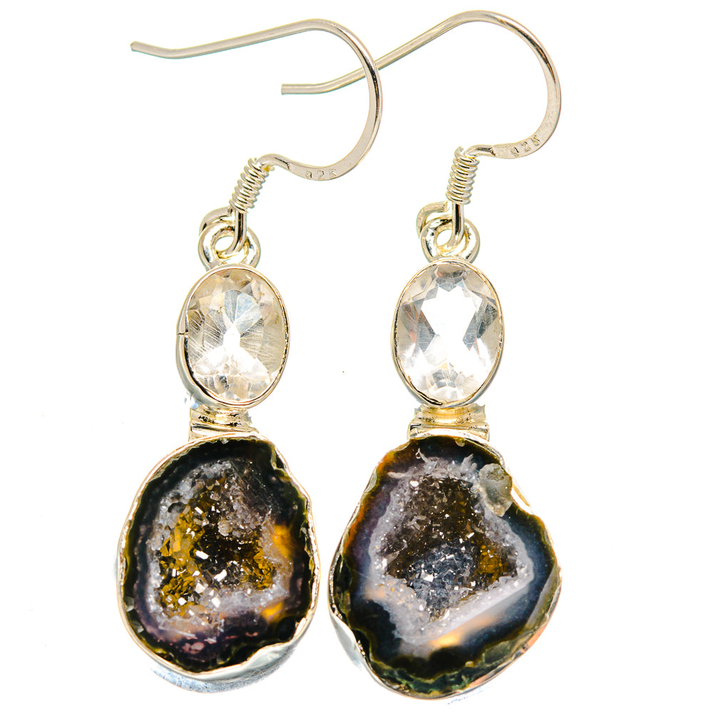 Coconut Geode Druzy, White Quartz Earrings handcrafted by Anasilvercos - EARR423001
