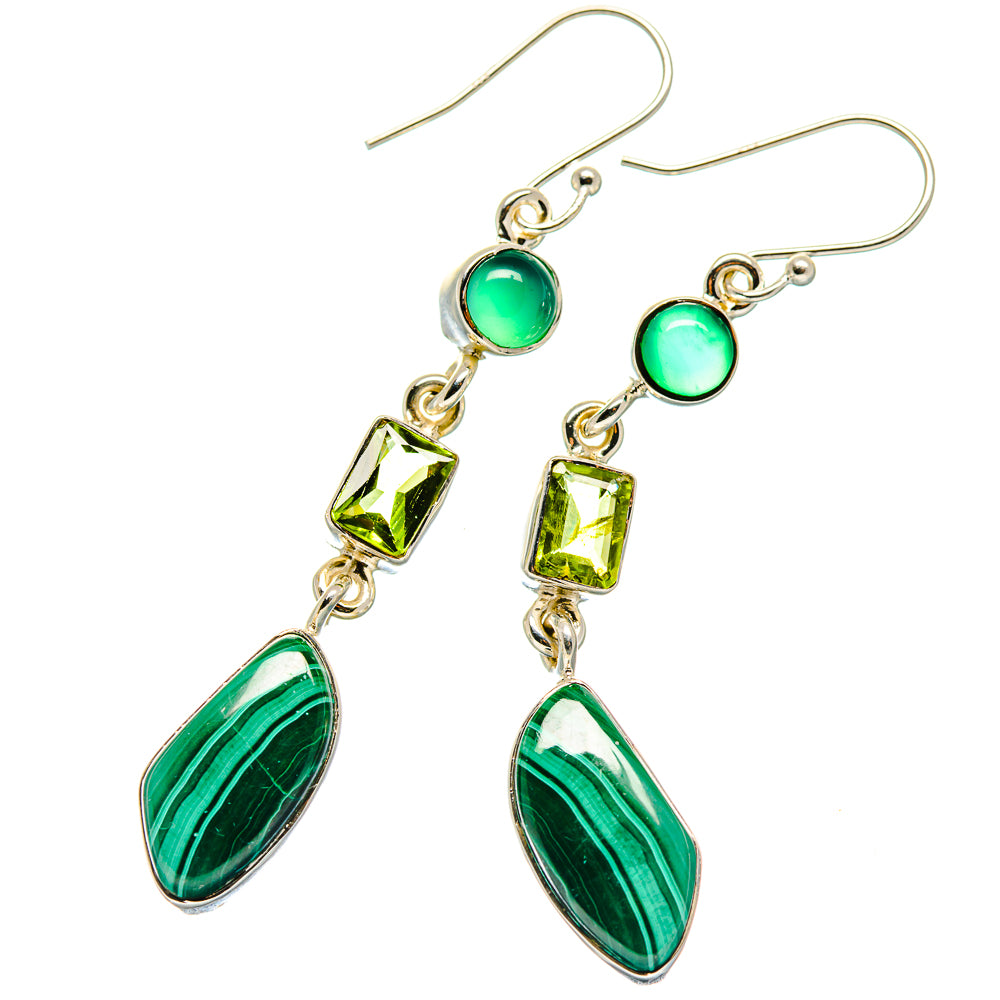 Malachite, Peridot, Green Onyx Earrings handcrafted by Anasilvercos - EARR423011
