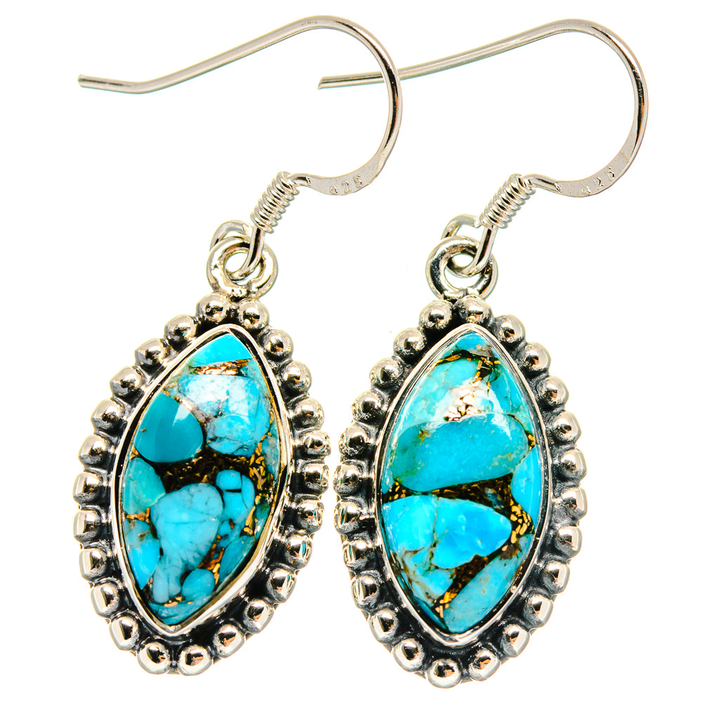 Blue Copper Composite Turquoise Earrings handcrafted by Anasilvercos - EARR423029