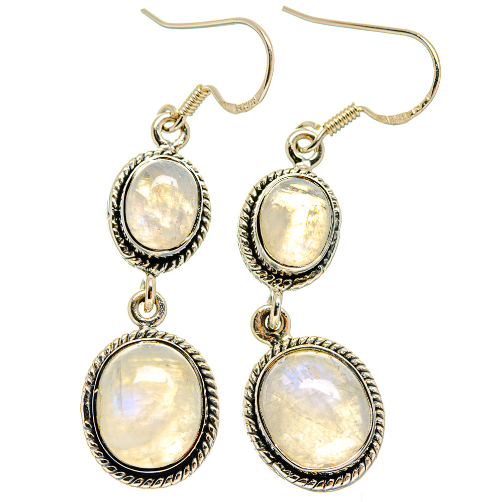 Rainbow Moonstone Earrings handcrafted by Anasilvercos - EARR423036