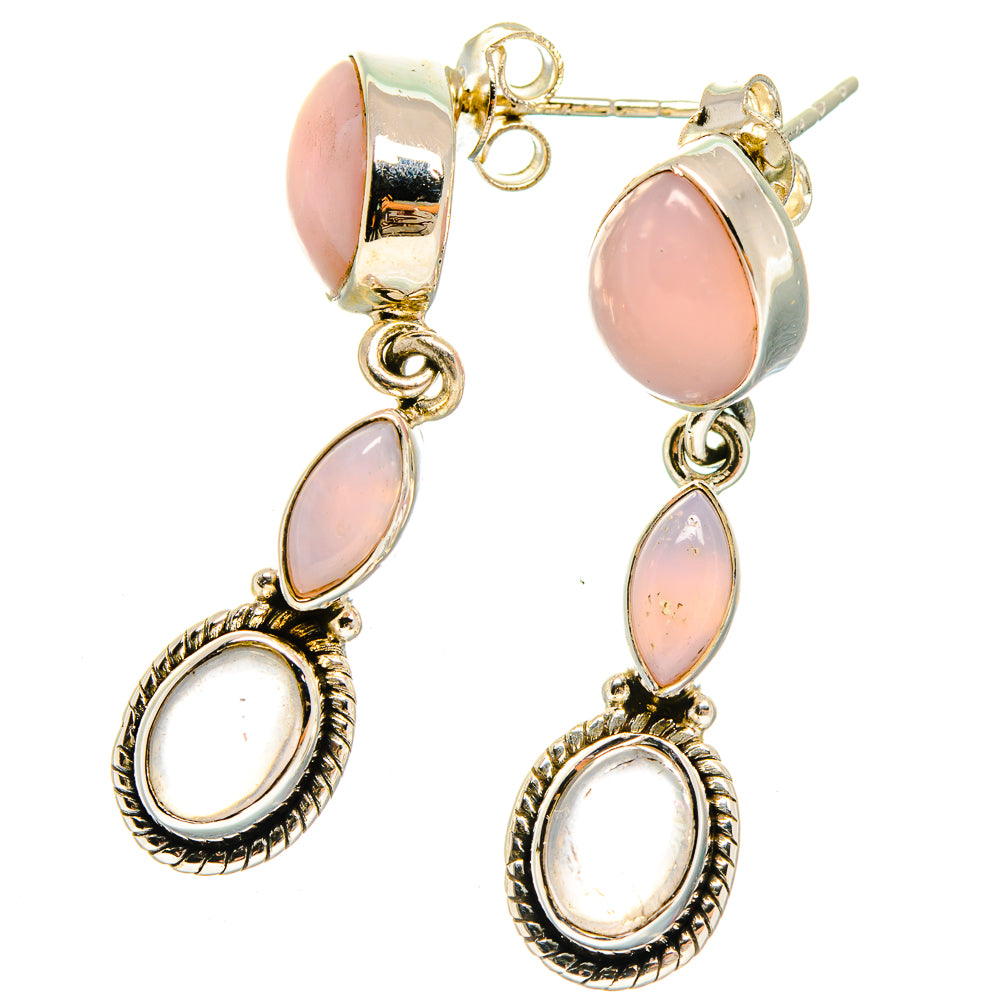 Pink Opal Earrings handcrafted by Anasilvercos - EARR423044