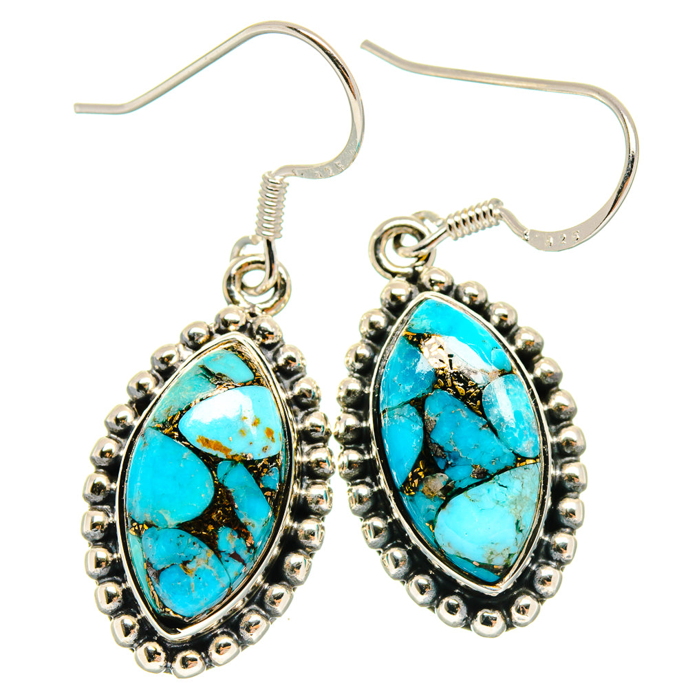 Blue Copper Composite Turquoise Earrings handcrafted by Anasilvercos - EARR423055