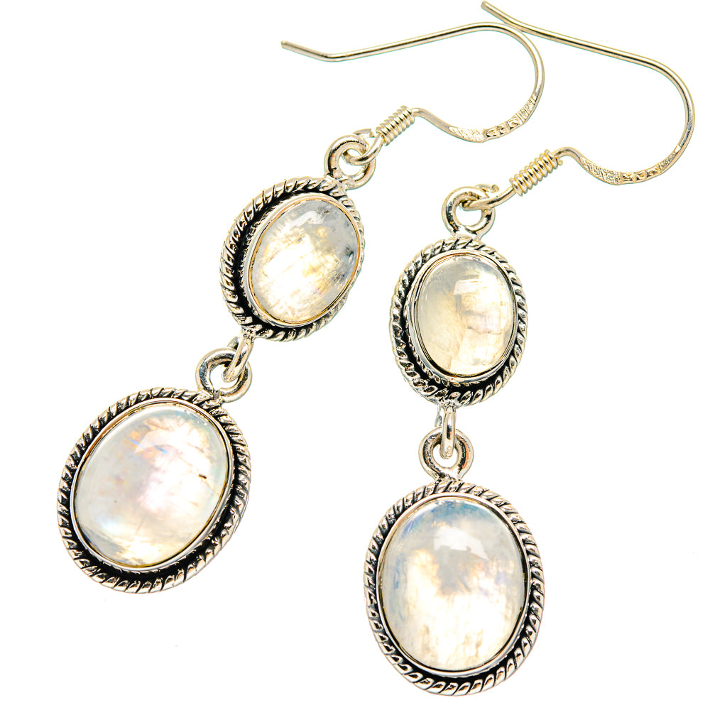 Rainbow Moonstone Earrings handcrafted by Anasilvercos - EARR423095