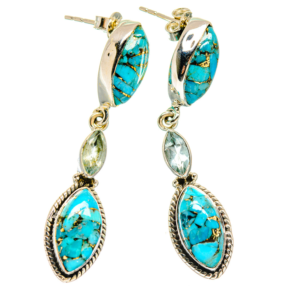 Blue Copper Composite Turquoise Earrings handcrafted by Anasilvercos - EARR423110