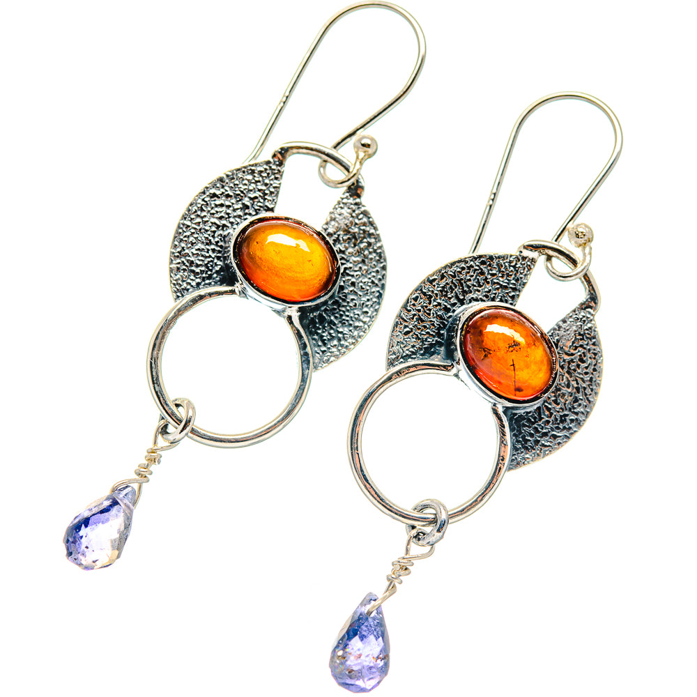 Carnelian, Tanzanite Earrings handcrafted by Anasilvercos - EARR423118