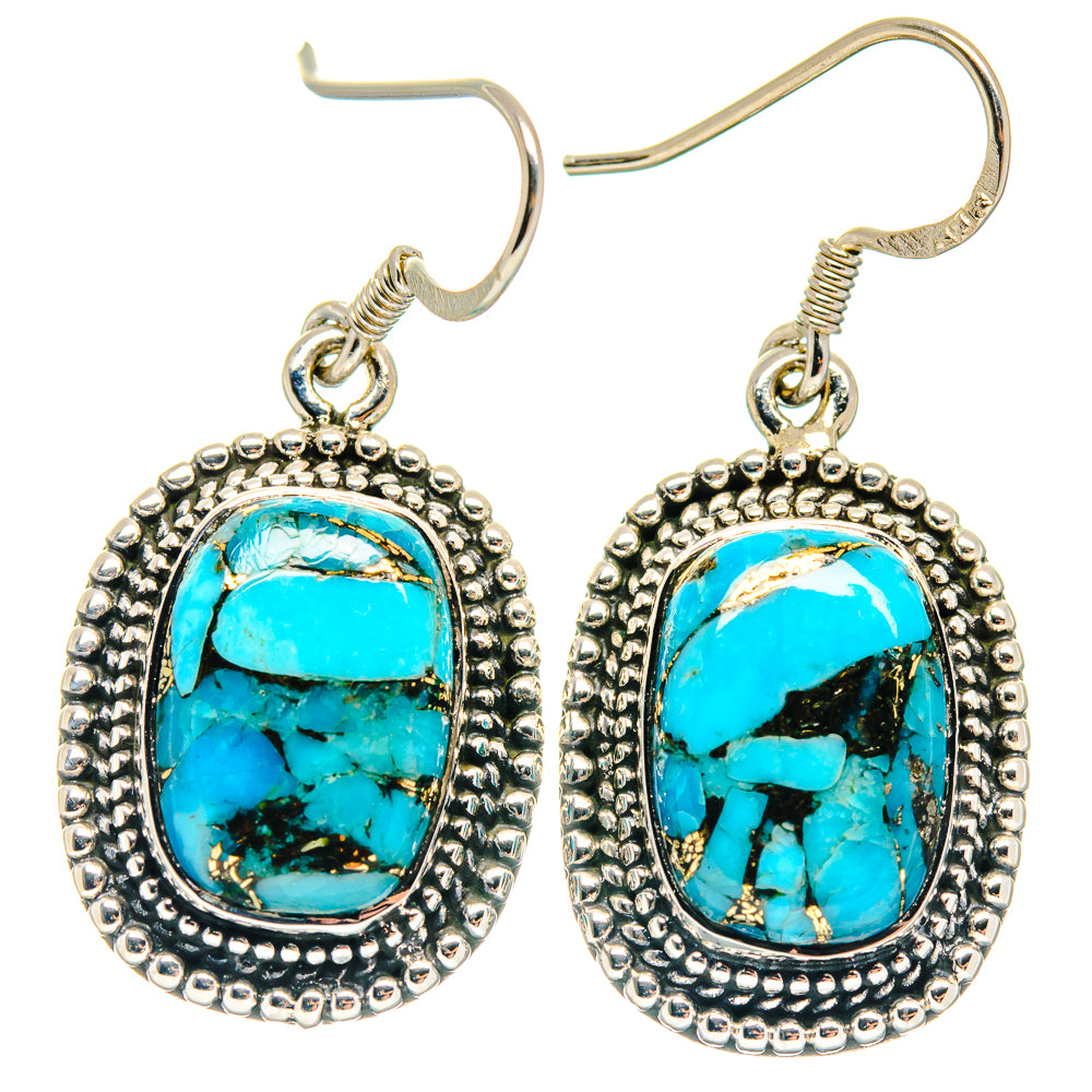 Blue Copper Composite Turquoise Earrings handcrafted by Anasilvercos - EARR423134