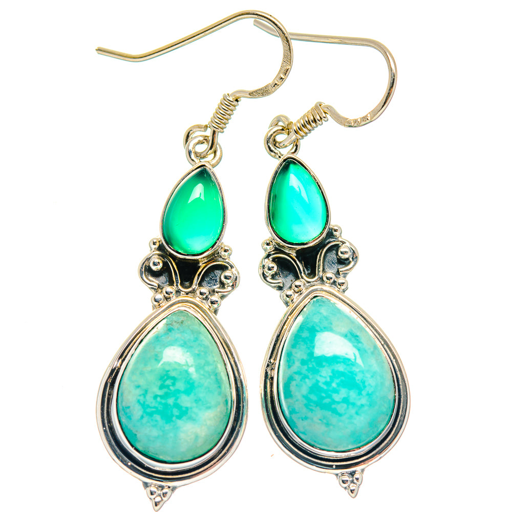 Amazonite, Green Onyx Earrings handcrafted by Anasilvercos - EARR423135