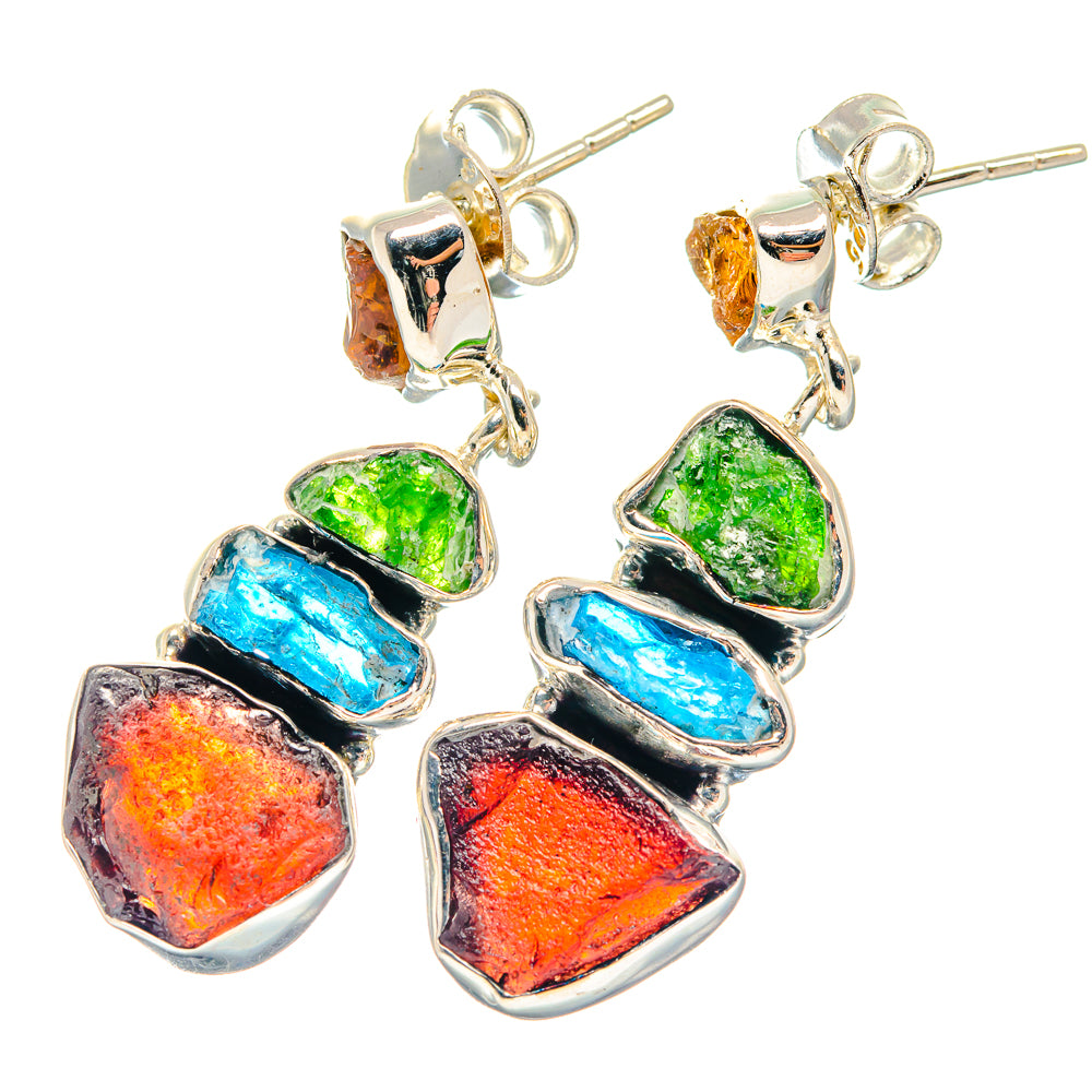 Garnet, Apatite, Chrome Diopside, Citrine Earrings handcrafted by Anasilvercos - EARR423142