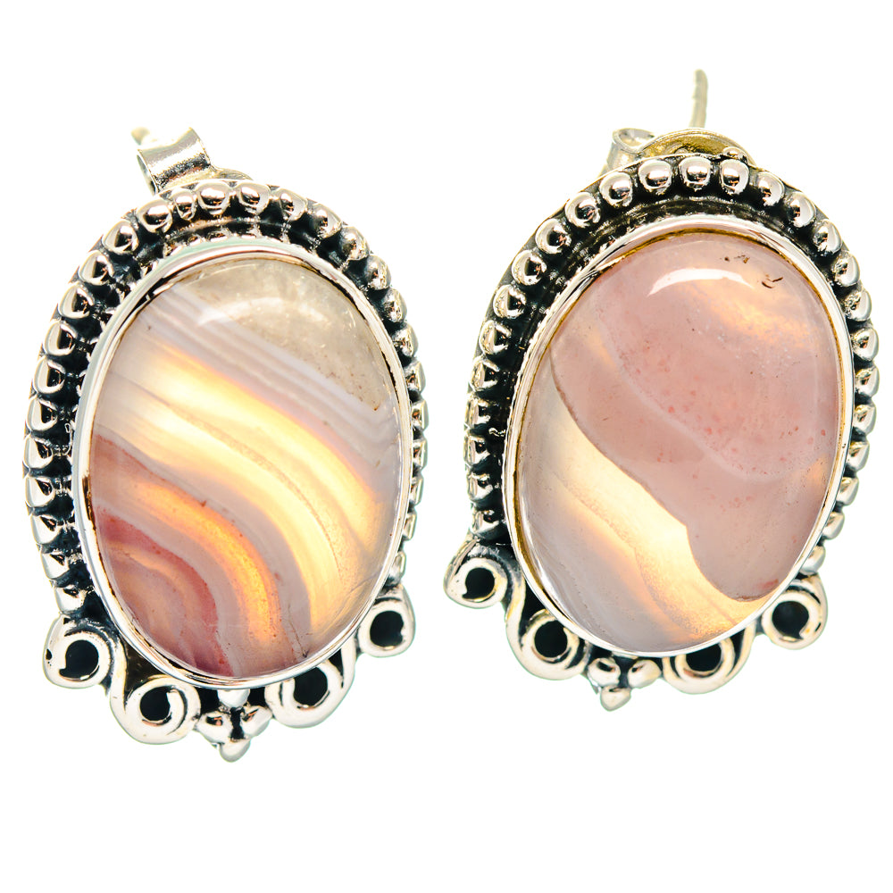 Botswana Agate Earrings handcrafted by Anasilvercos - EARR423150