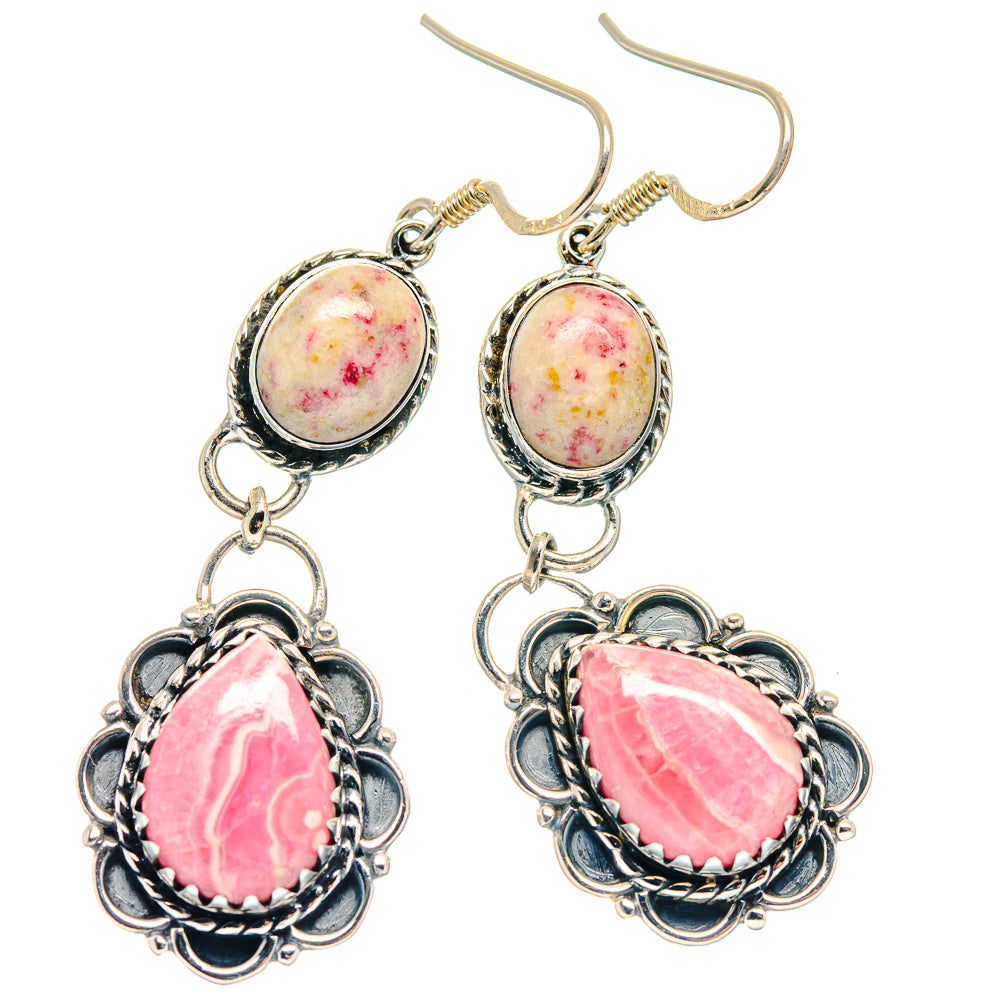 Rhodochrosite, Cinnabar Earrings handcrafted by Anasilvercos - EARR423162