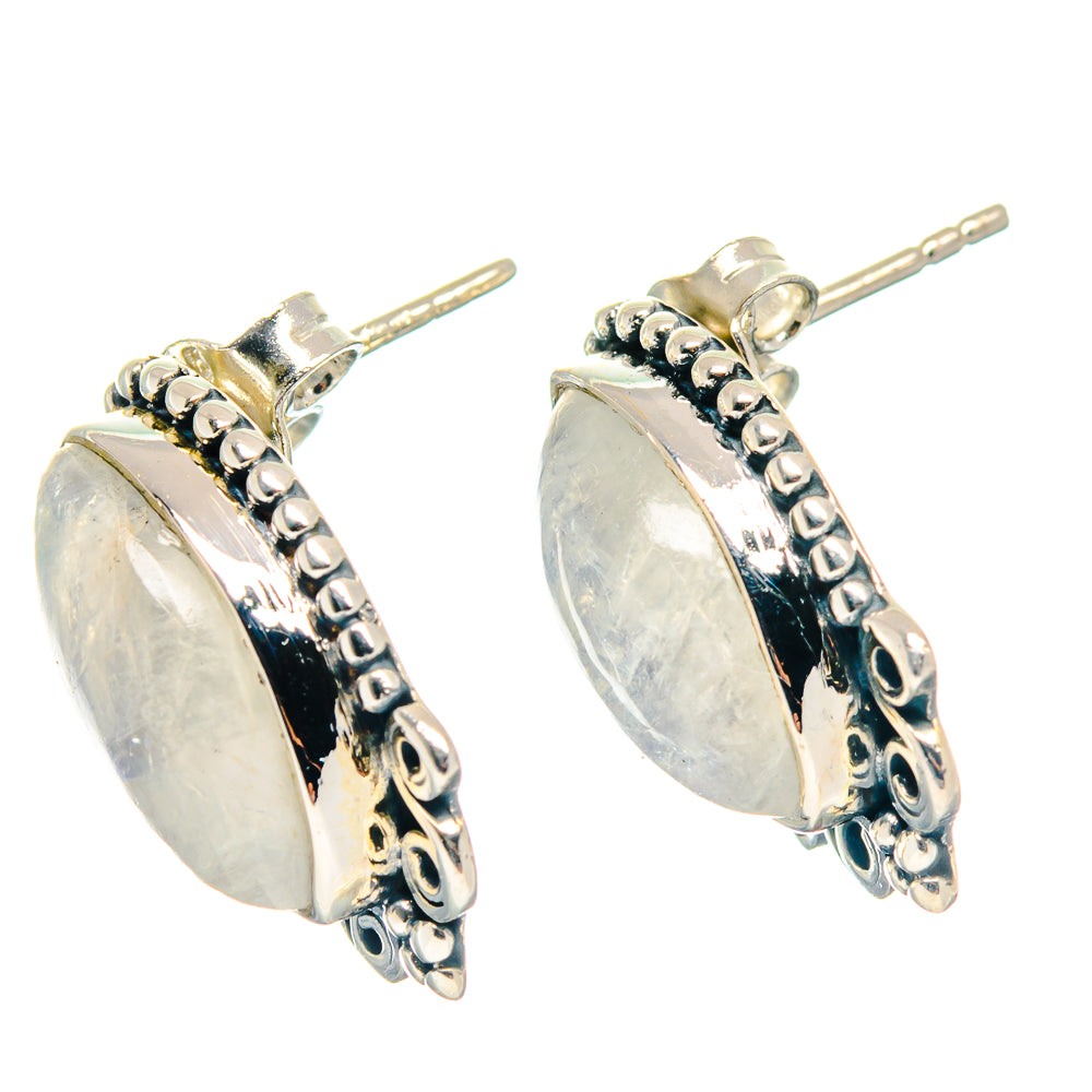 Rainbow Moonstone Earrings handcrafted by Anasilvercos - EARR423173