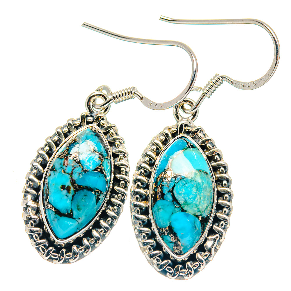 Blue Copper Composite Turquoise Earrings handcrafted by Anasilvercos - EARR423186
