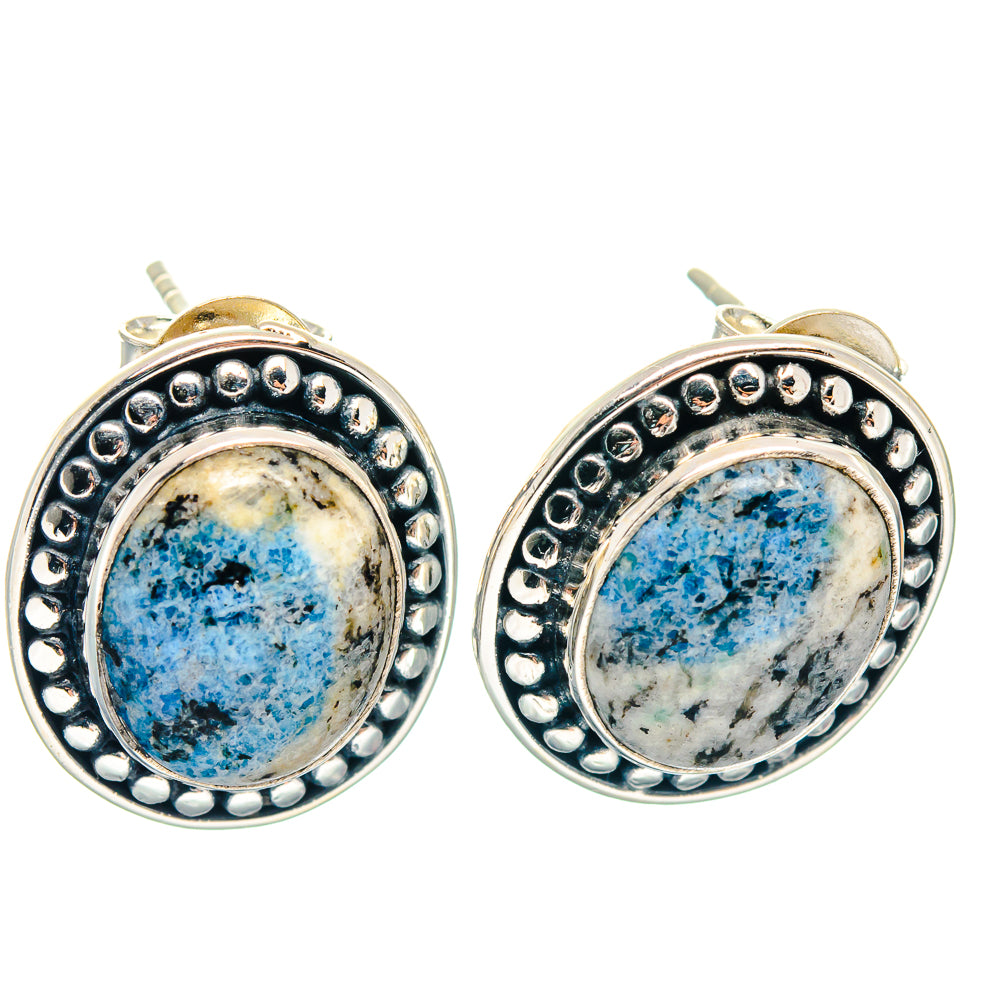 K2 Blue Azurite Earrings handcrafted by Anasilvercos - EARR423194