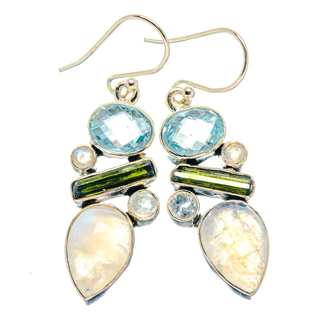 Rainbow Moonstone Earrings handcrafted by Anasilvercos - EARR423197