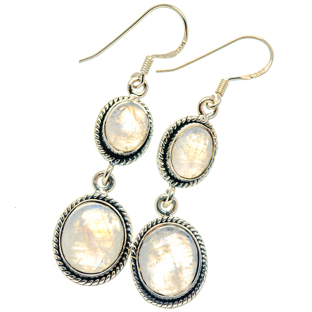 Rainbow Moonstone Earrings handcrafted by Anasilvercos - EARR423210