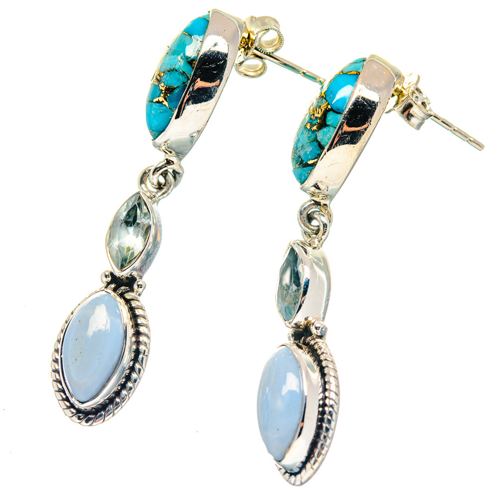 Blue Copper Composite Turquoise Earrings handcrafted by Anasilvercos - EARR423215