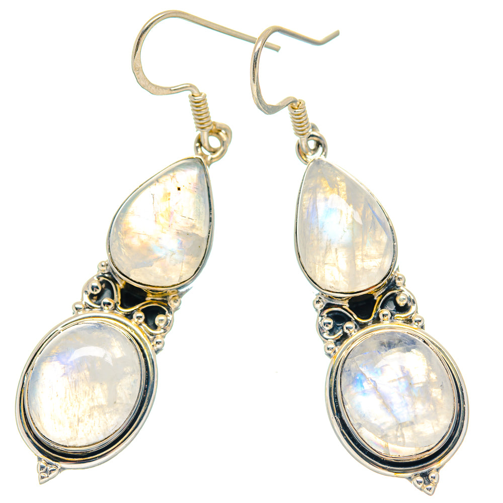Rainbow Moonstone Earrings handcrafted by Anasilvercos - EARR423227
