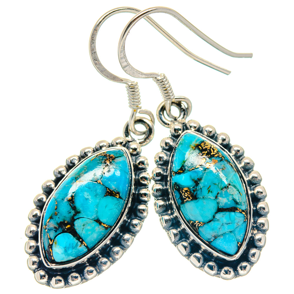 Blue Copper Composite Turquoise Earrings handcrafted by Anasilvercos - EARR423237