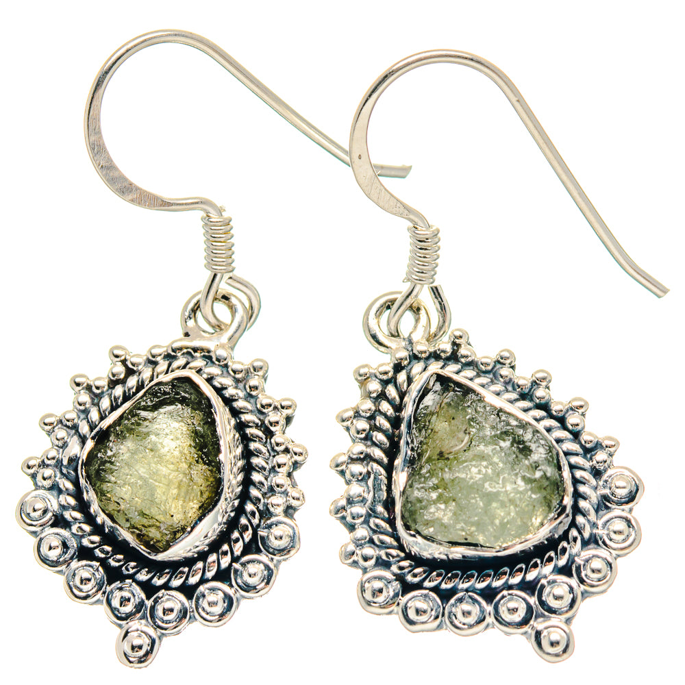 Czech Moldavite Earrings handcrafted by Anasilvercos - EARR423240