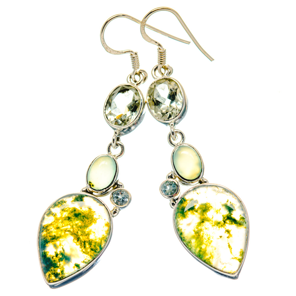 Green Moss Agate Earrings handcrafted by Anasilvercos - EARR423258