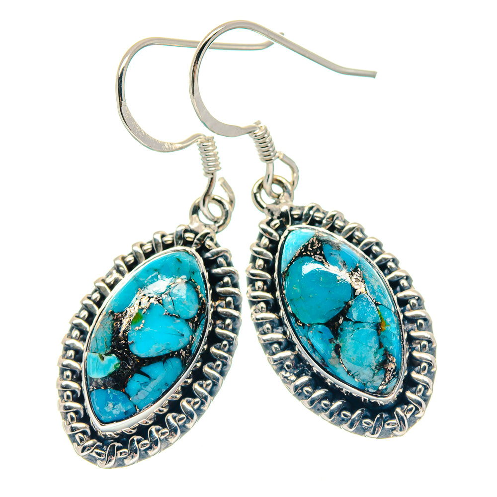 Blue Copper Composite Turquoise Earrings handcrafted by Anasilvercos - EARR423273