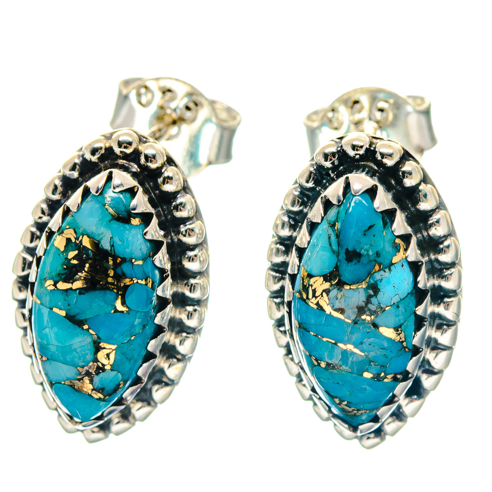 Blue Copper Composite Turquoise Earrings handcrafted by Anasilvercos - EARR423275