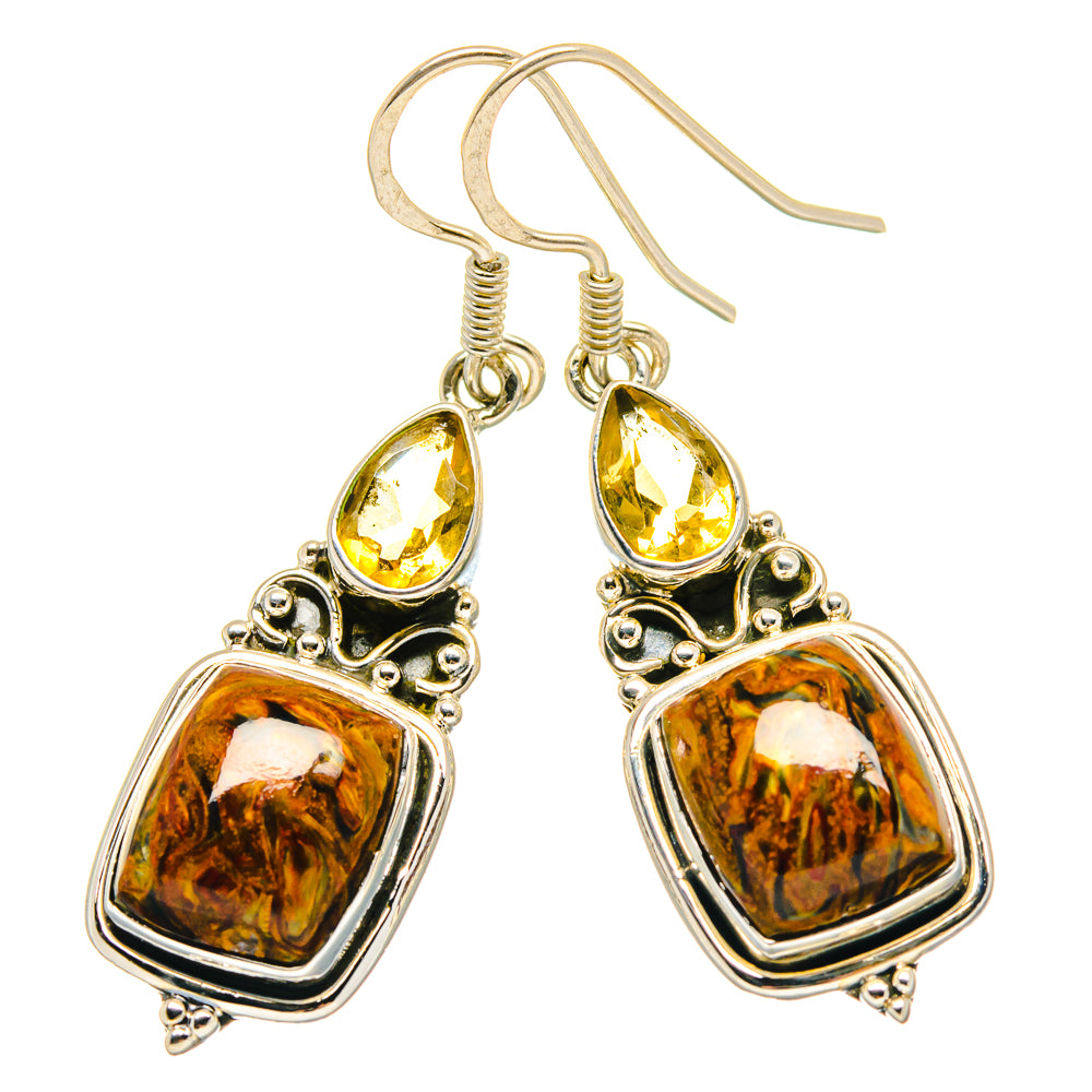 Golden Pietersite Earrings handcrafted by Anasilvercos - EARR423282