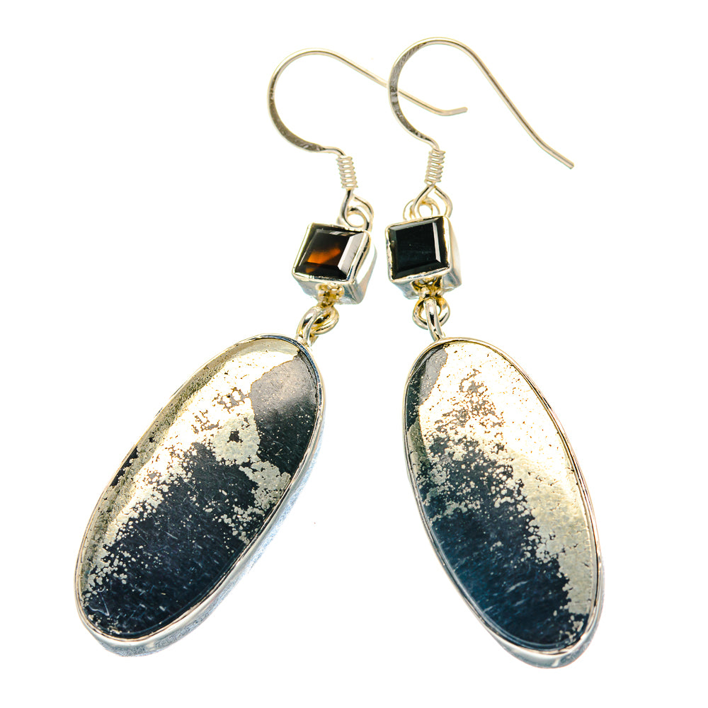 Pyrite In Black Onyx Earrings handcrafted by Anasilvercos - EARR423286