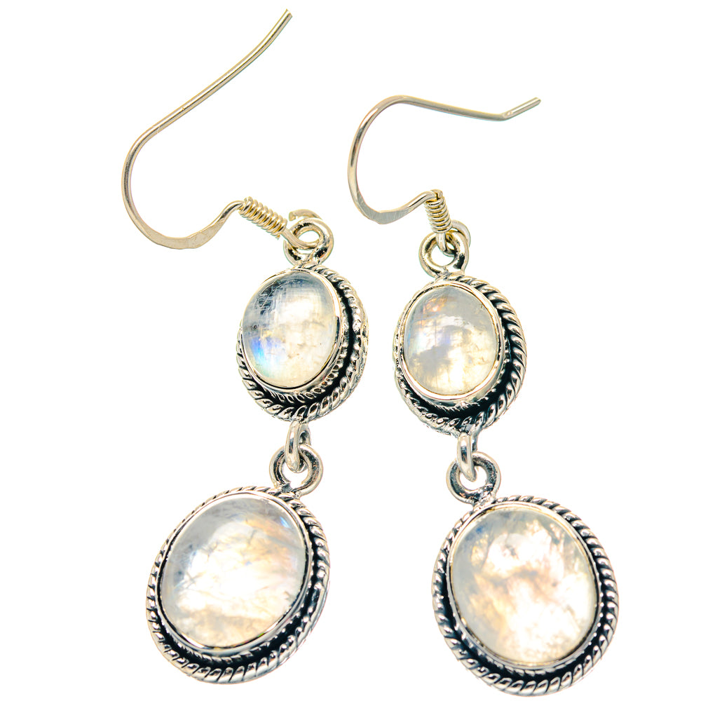 Rainbow Moonstone Earrings handcrafted by Anasilvercos - EARR423298