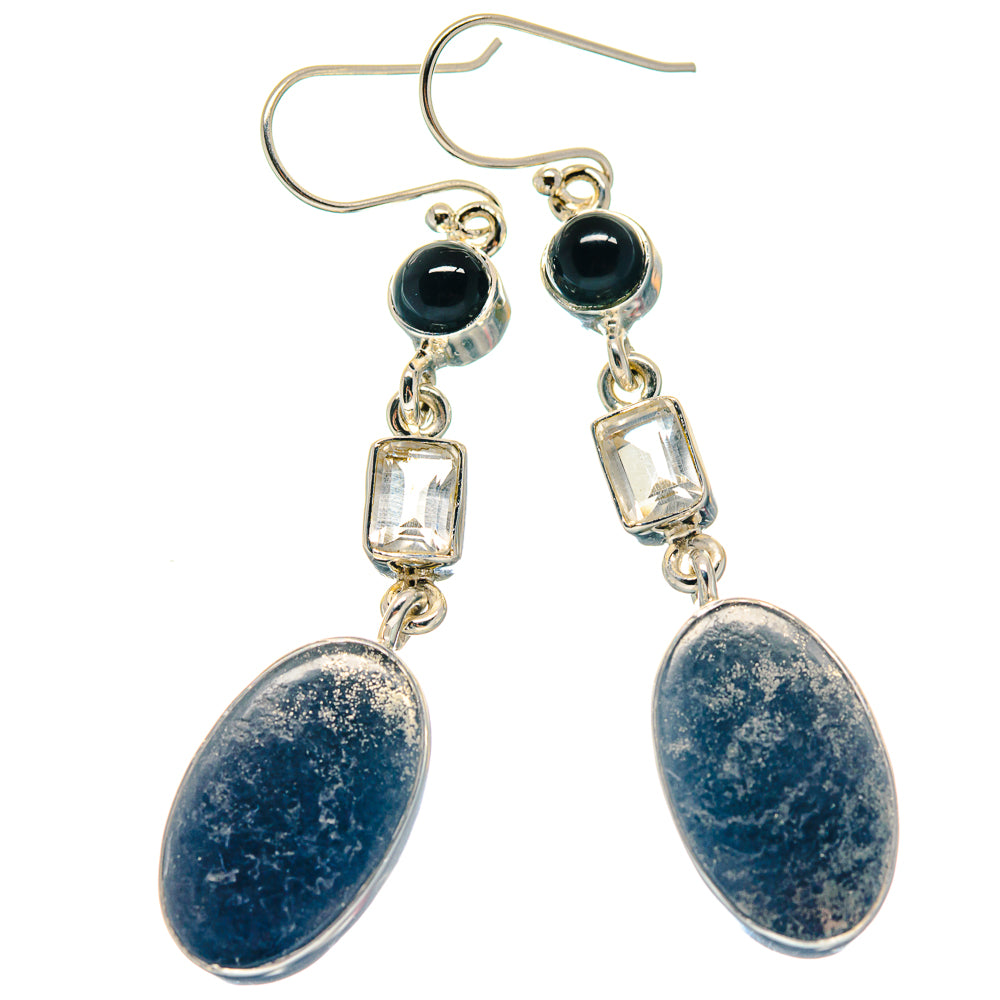 Pyrite In Black Onyx Earrings handcrafted by Anasilvercos - EARR423317
