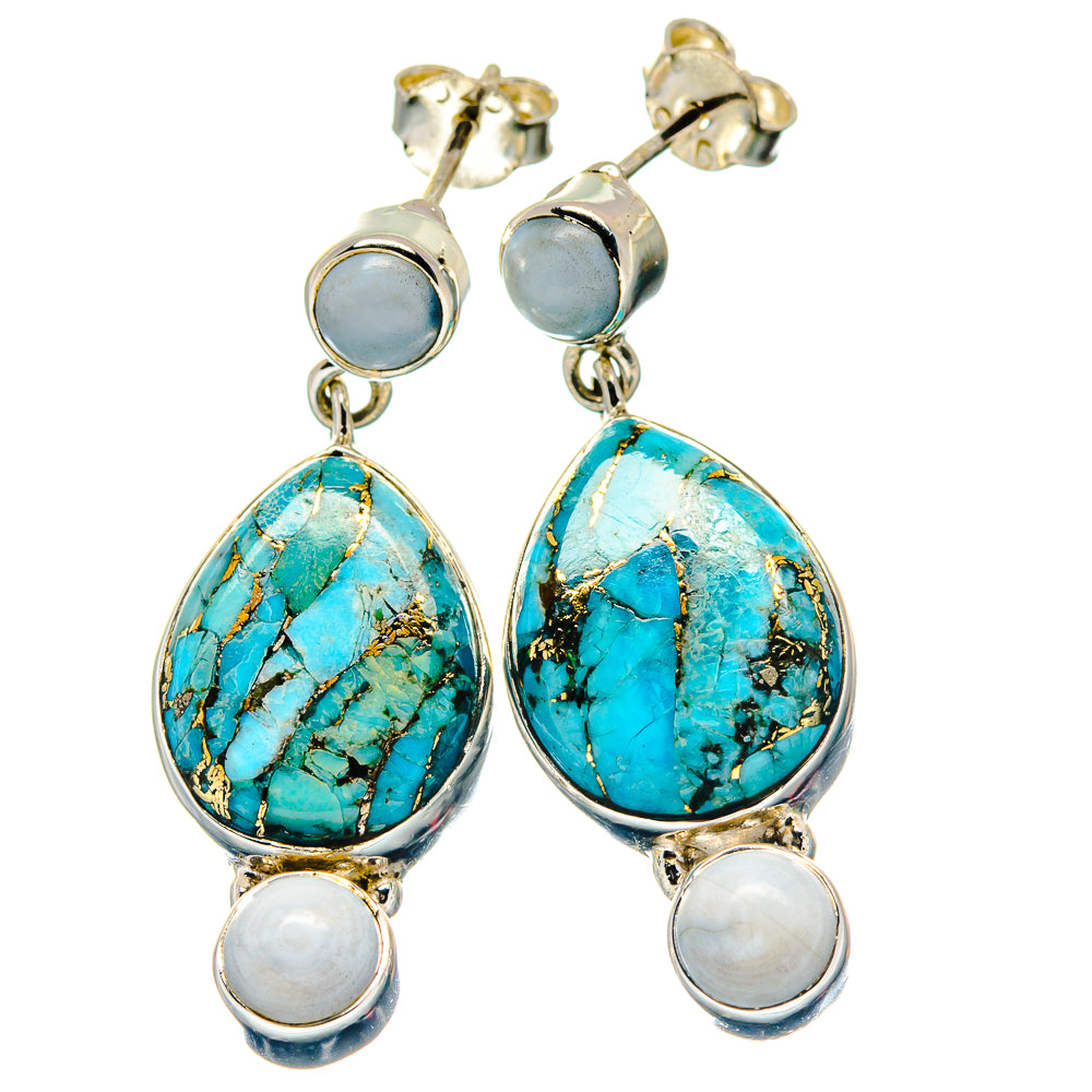Blue Copper Composite Turquoise Earrings handcrafted by Anasilvercos - EARR423329