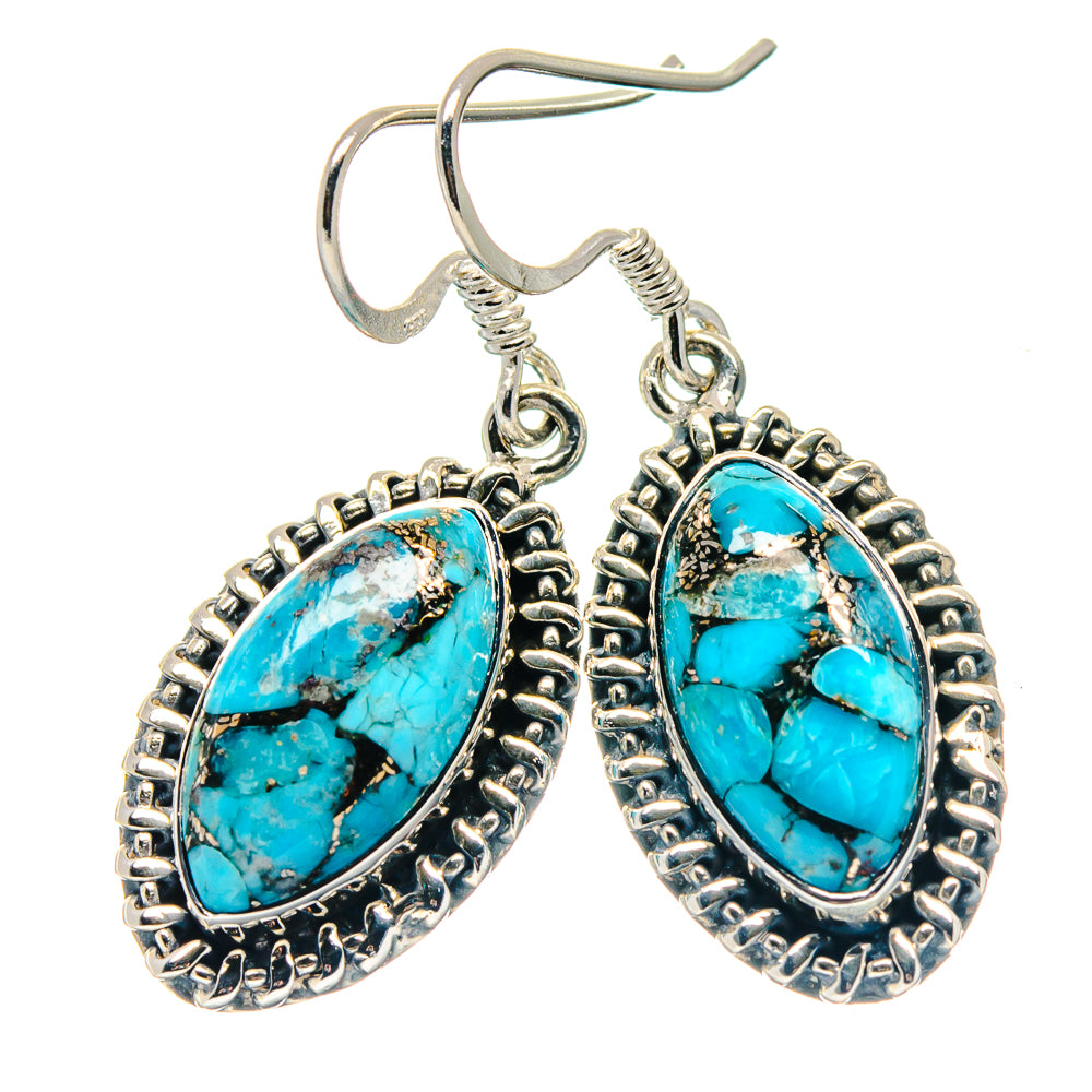 Blue Copper Composite Turquoise Earrings handcrafted by Anasilvercos - EARR423332