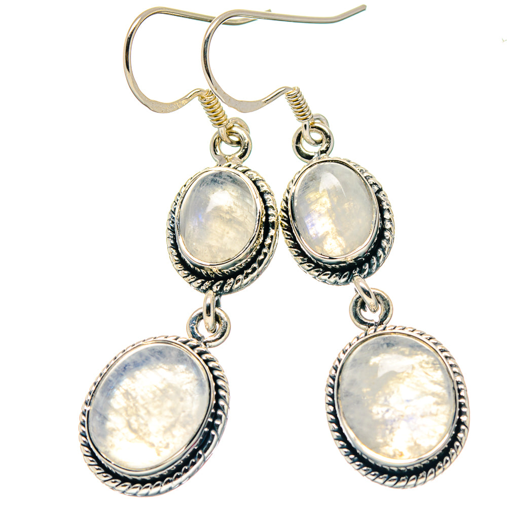 Rainbow Moonstone Earrings handcrafted by Anasilvercos - EARR423340