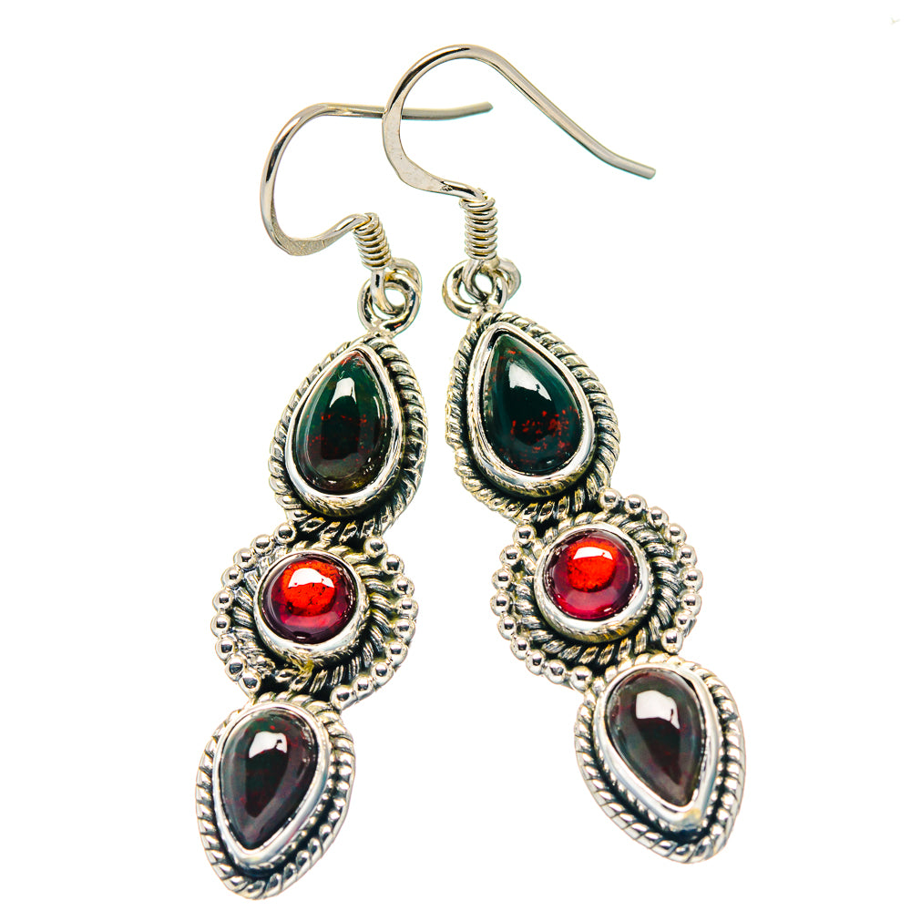 Bloodstone Earrings handcrafted by Anasilvercos - EARR423341