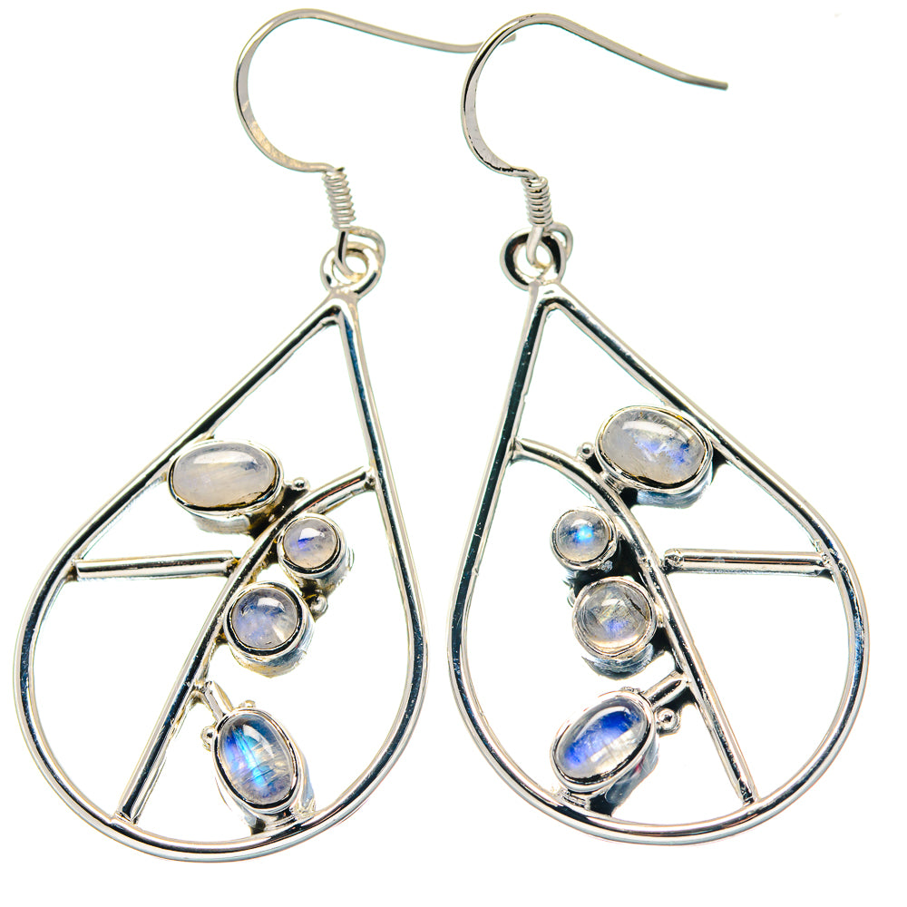 Rainbow Moonstone Earrings handcrafted by Anasilvercos - EARR423345