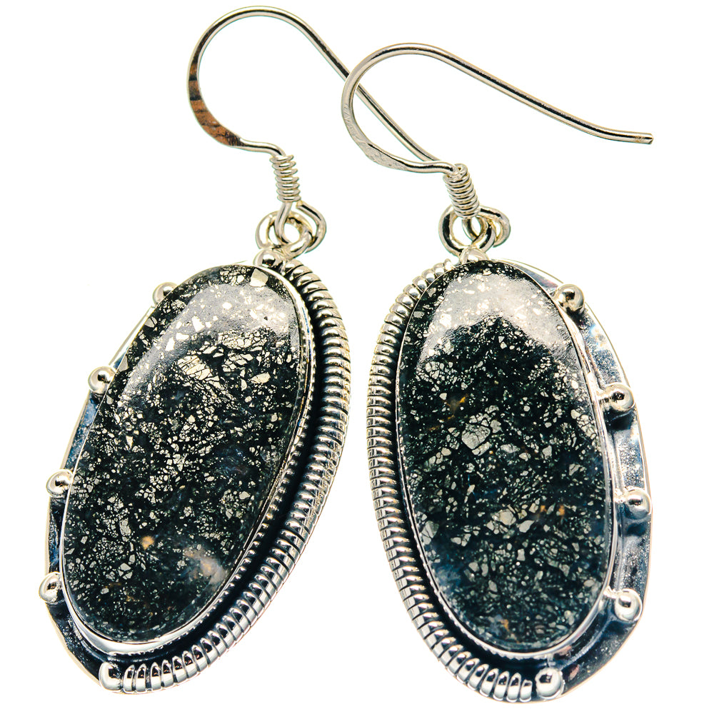 Pyrite In Black Onyx Earrings handcrafted by Anasilvercos - EARR423385