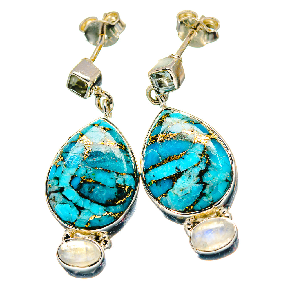 Blue Copper Composite Turquoise Earrings handcrafted by Anasilvercos - EARR423394