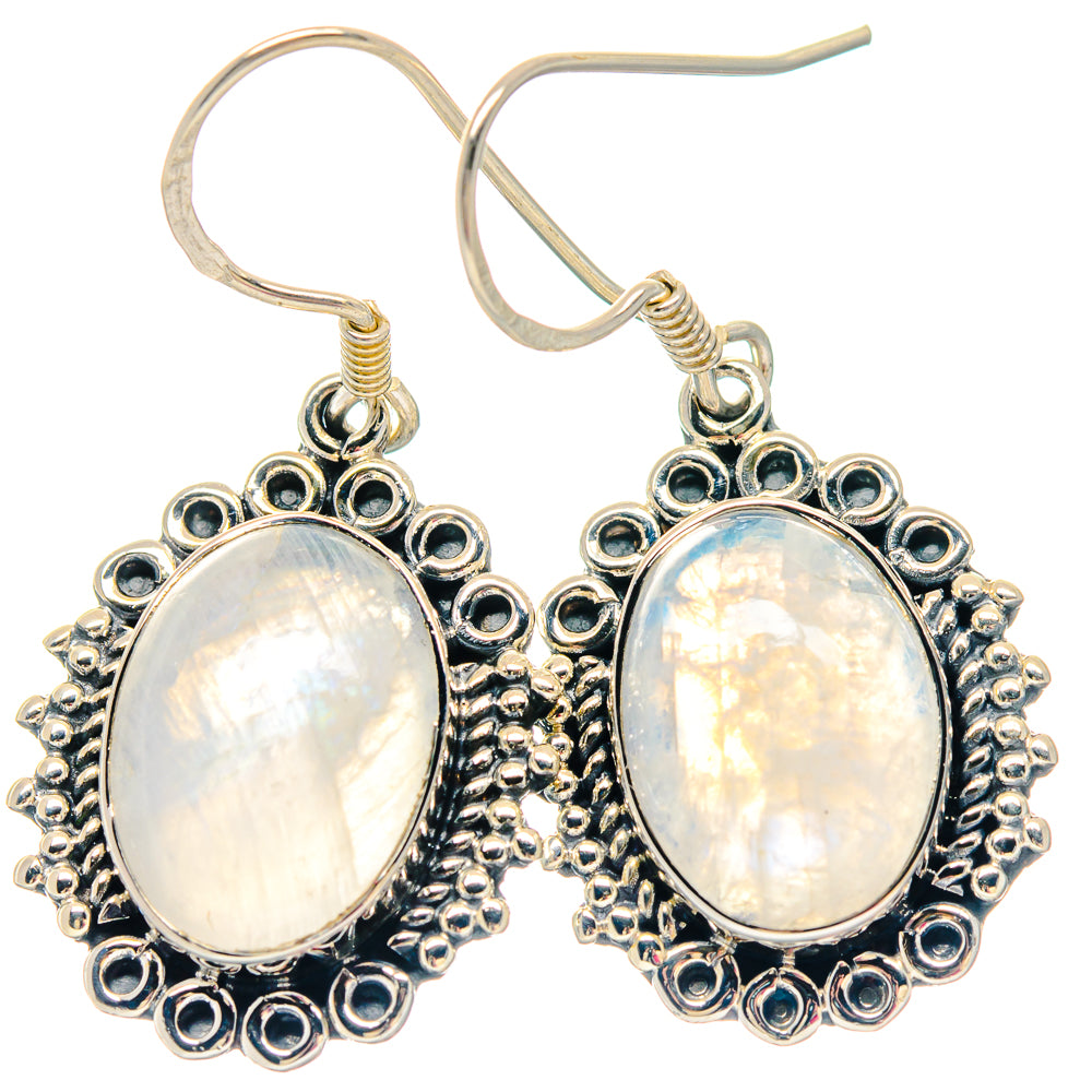 Rainbow Moonstone, Rose Quartz Pendants handcrafted by Anasilvercos - EARR423479