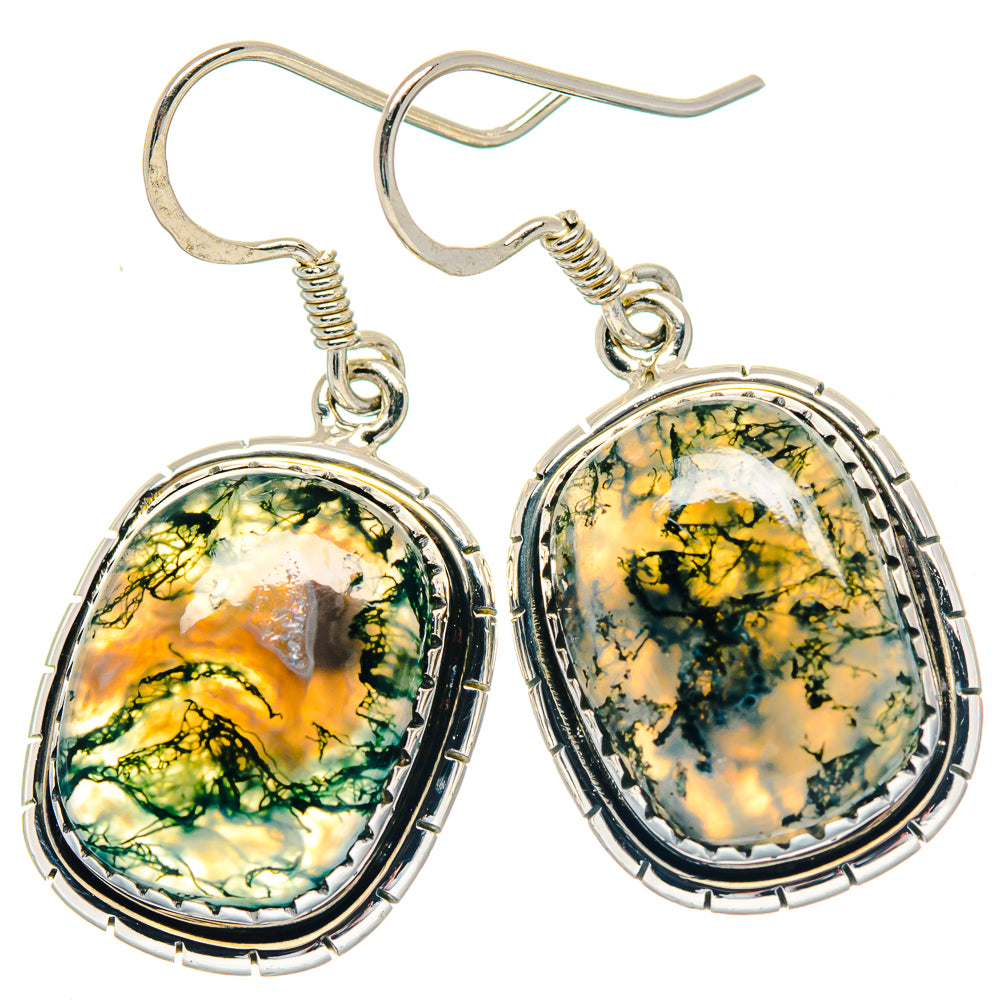 Green Moss Agate Earrings handcrafted by Anasilvercos - EARR423542