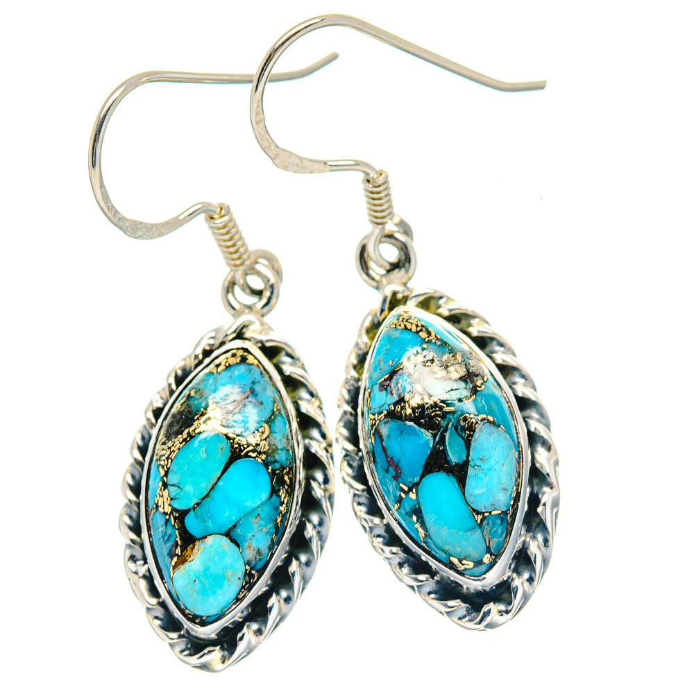 Blue Copper Composite Turquoise Earrings handcrafted by Anasilvercos - EARR423562