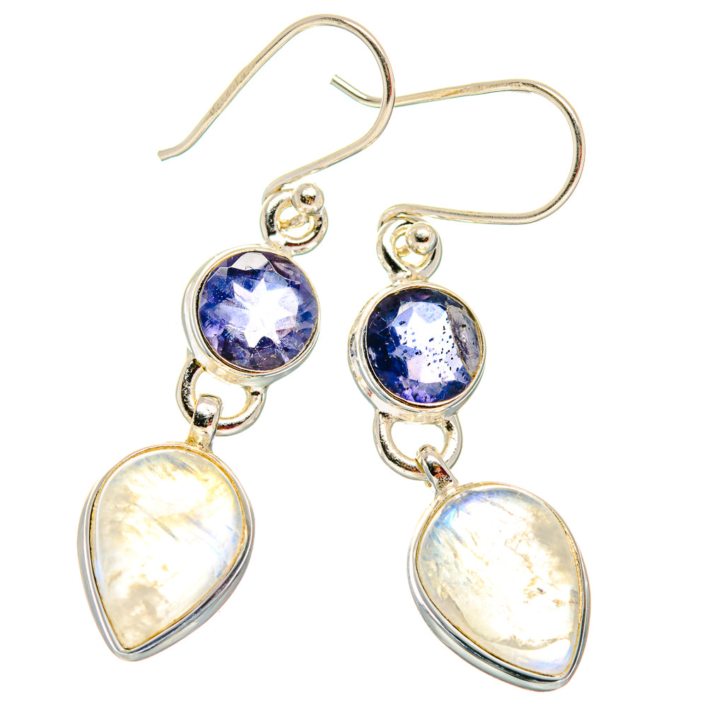Rainbow Moonstone Earrings handcrafted by Anasilvercos - EARR423803