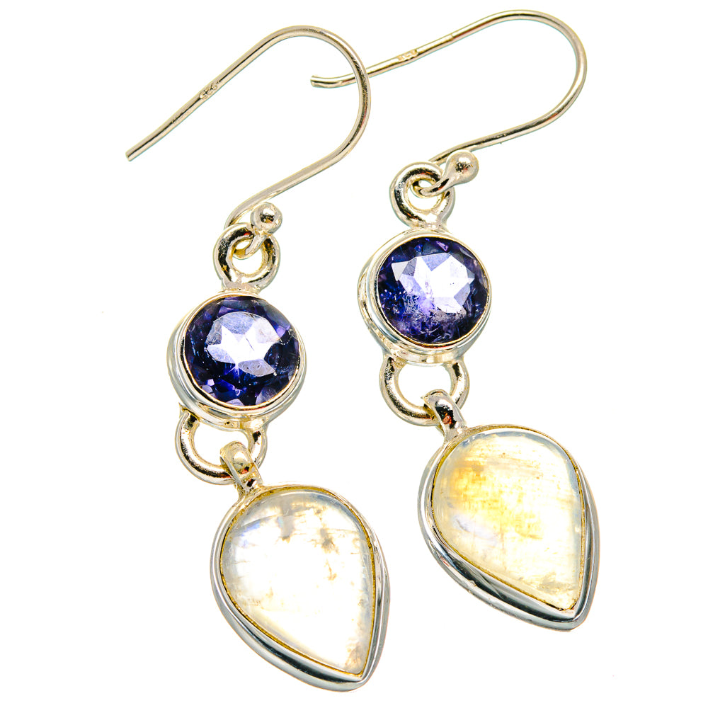 Rainbow Moonstone Earrings handcrafted by Anasilvercos - EARR423831