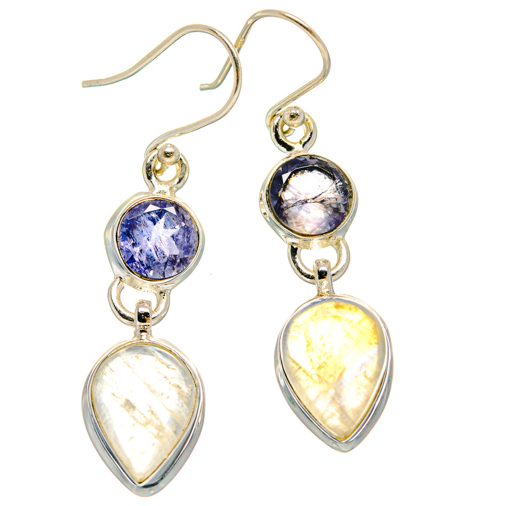 Rainbow Moonstone Earrings handcrafted by Anasilvercos - EARR423868