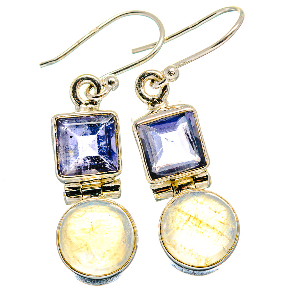 Rainbow Moonstone Earrings handcrafted by Anasilvercos - EARR423970